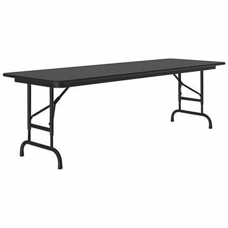 CORRELL 24x72'' Black Granite 22-32'' Adjustable Height Laminate Folding Table with Black Frame. 384FA2472TFB